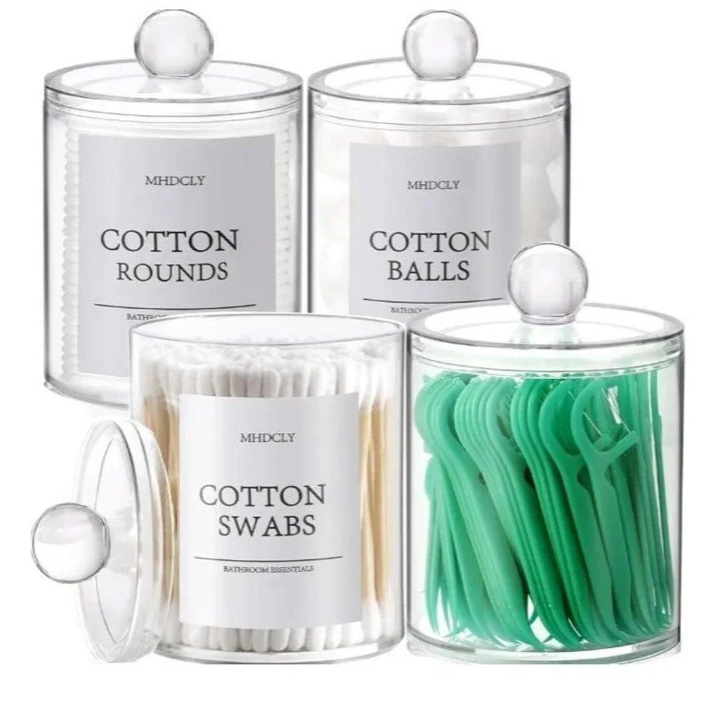 New! 4 PC Clear Plastic Bathroom Organizer Set